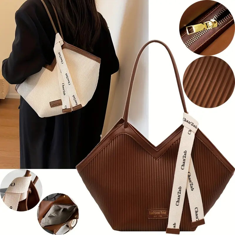 Modern V-Cut Structured Tote Bag (ZTS CR 045)