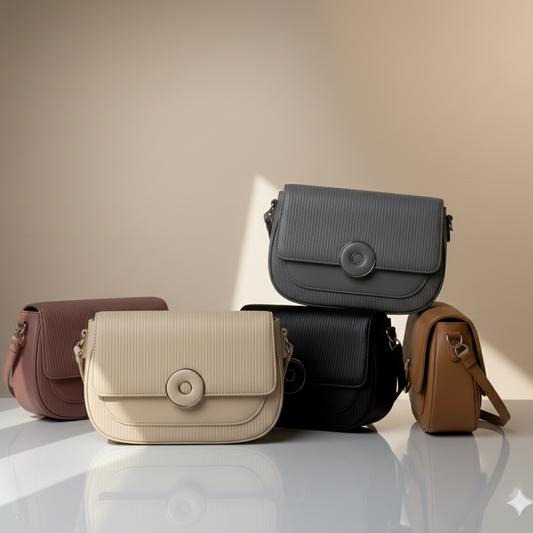 Ribbed Crossbody Bag with Circular Lock (CR-044)