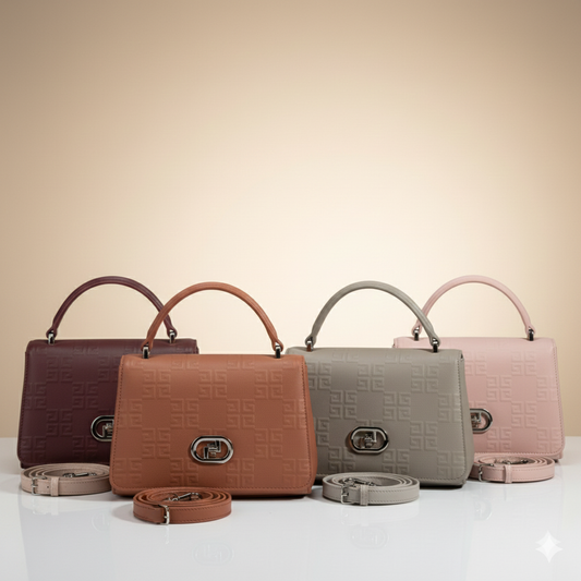 Textured Finish Top-Handle Shoulder Bag (CR-095)