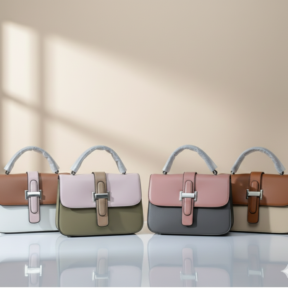 Two-Tone Top Handle HandBag (CR-070)