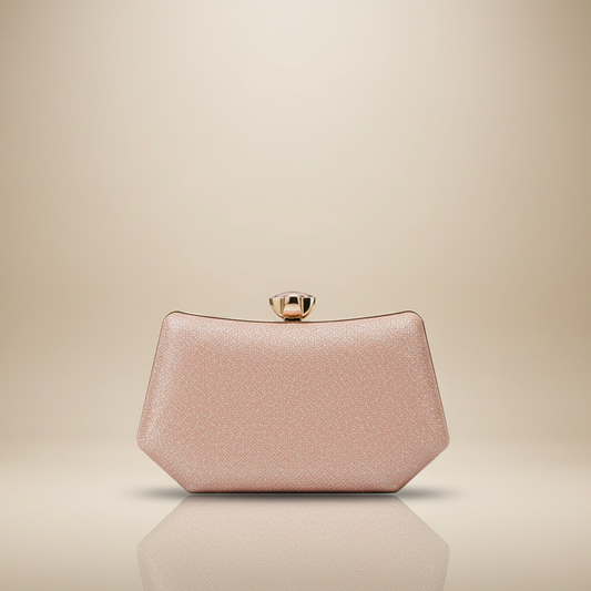 Elegant Shimmer Box Clutch with Gold Clasp (CR-040)