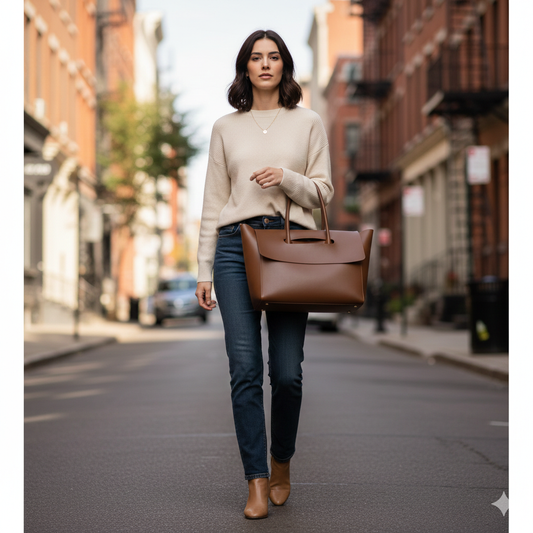 Minimalist Structured Leather Tote Bag – Everyday Chic (CR-066)