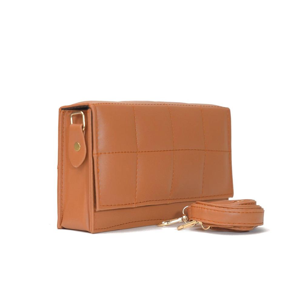 Tan Quilted Chain Sling Bag – Subtle Glam, Everyday Ready