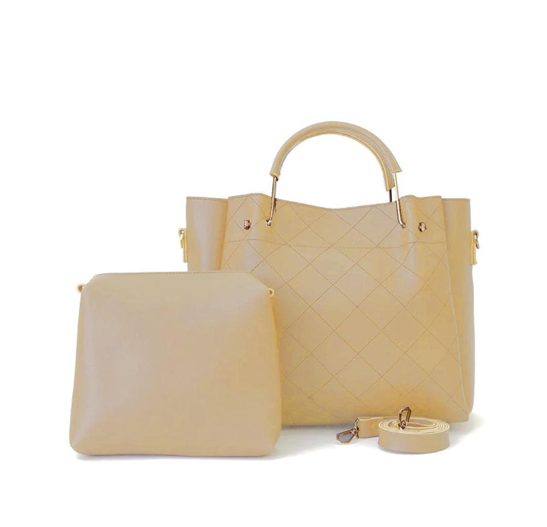 2-in-1 Quilted Beige Handbag Set – Classy, Chic & Functional