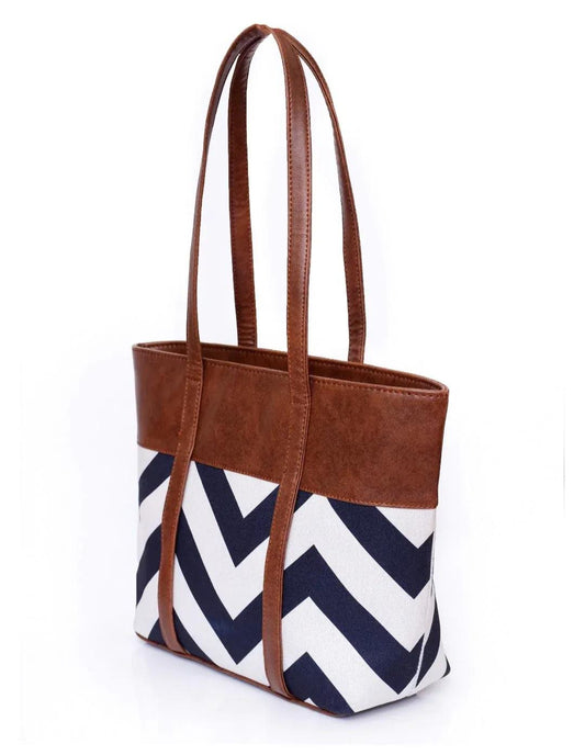 Chevron Detail Tote Bag with Faux Leather Finish (CR-061)