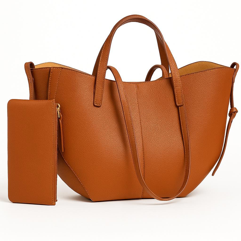 Classic Curved Tote Bag with Matching Wallet (ZTS-CR-048)