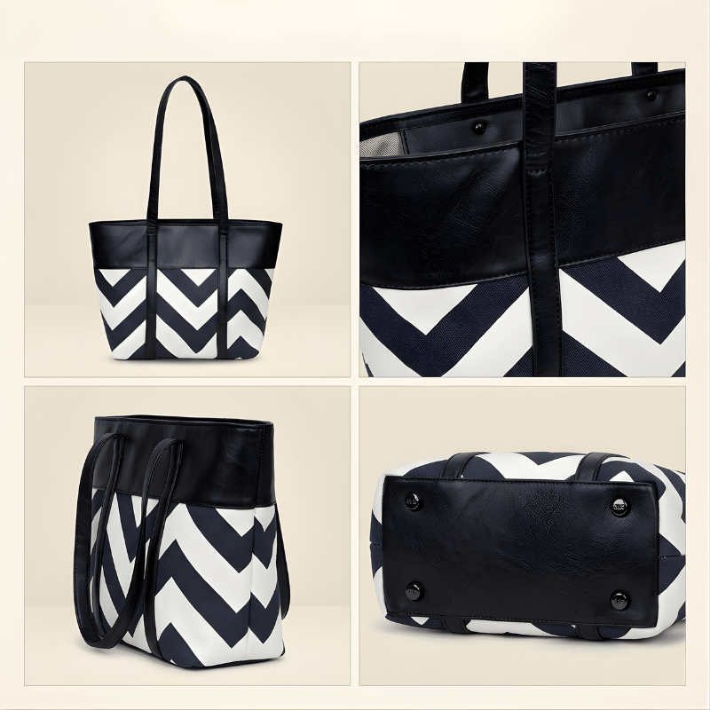 Premium Zig-Zag Pattern Tote Bag Stylish Women’s CR-061