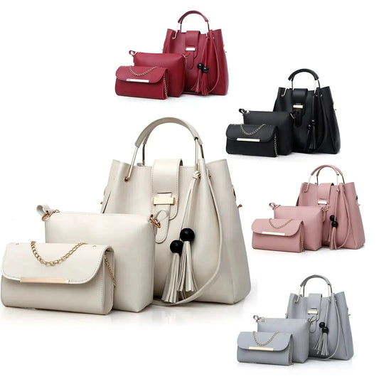 3-in-1 Premium Handbag Set – Maroon Edition (ZTS CR 019)