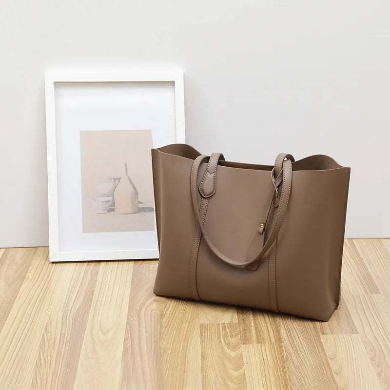 Minimalist Caramel Vegan Leather Tote Bag (ZTS CR 057)