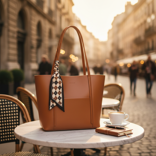 Elegant Ivory Tote Bag with Scarf Accent (ZTS-CR-049)