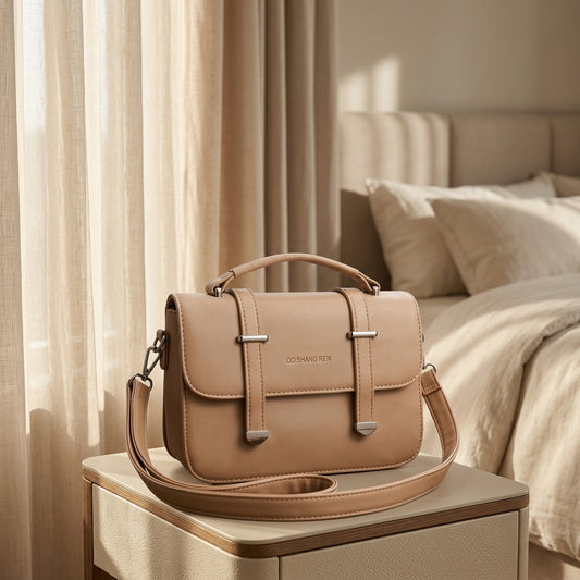 Women’s Handbag  Minimalist Tan Crossbody Lady Bag