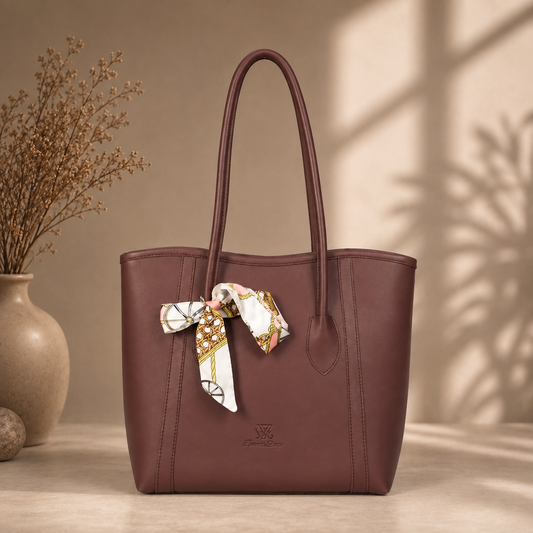 Luxury Tote Handbag with Silk Scarf CR-078