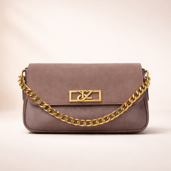 Aurora Luxe Chain Shoulder Bag – Elegant Taupe (CR-120)