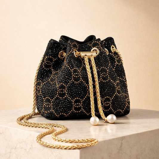 Midnight Crystal Bucket Bag