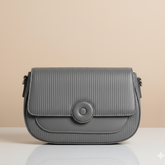 Ribbed Crossbody Bag with Circular Lock (CR-044)