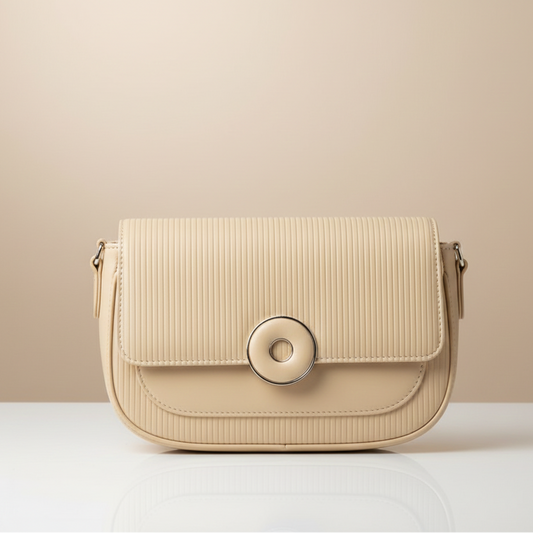 Ribbed Crossbody Bag with Circular Lock (CR-044)