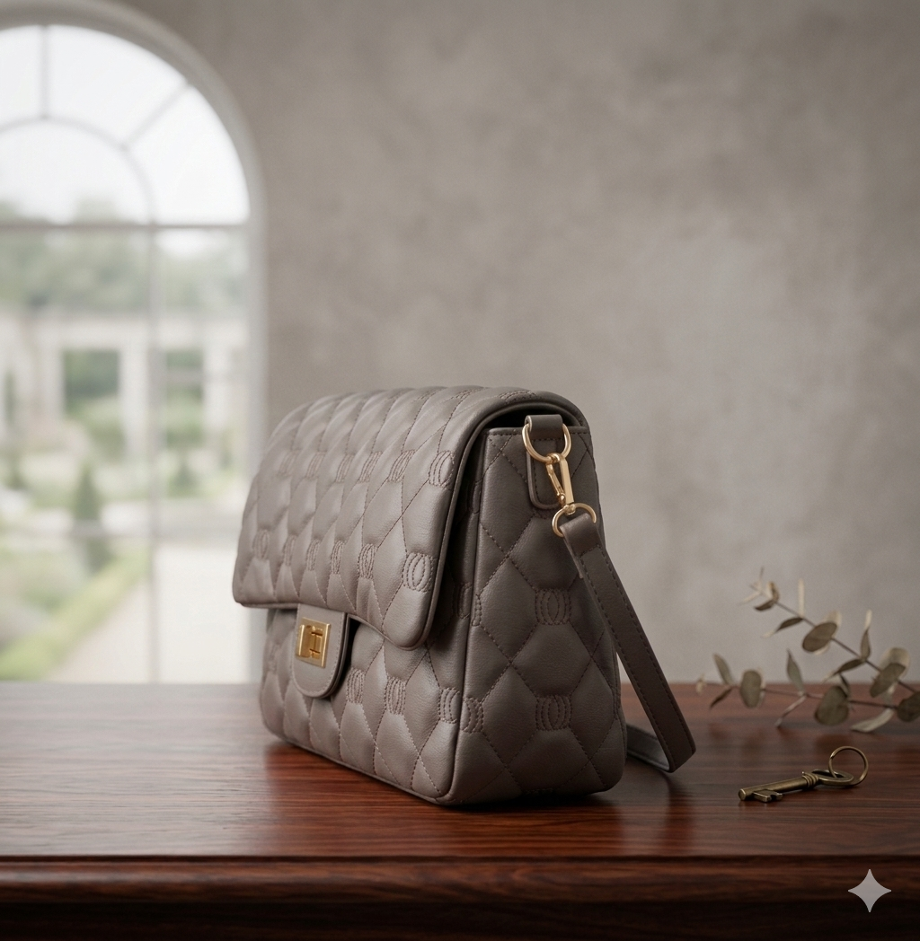 Shoulder Bag, Caramel Quilted Strap Stylish Bag  for Women CR-058