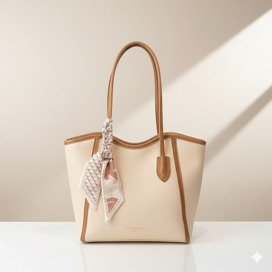Luxury Tote Handbag with Silk Scarf (CR-078)