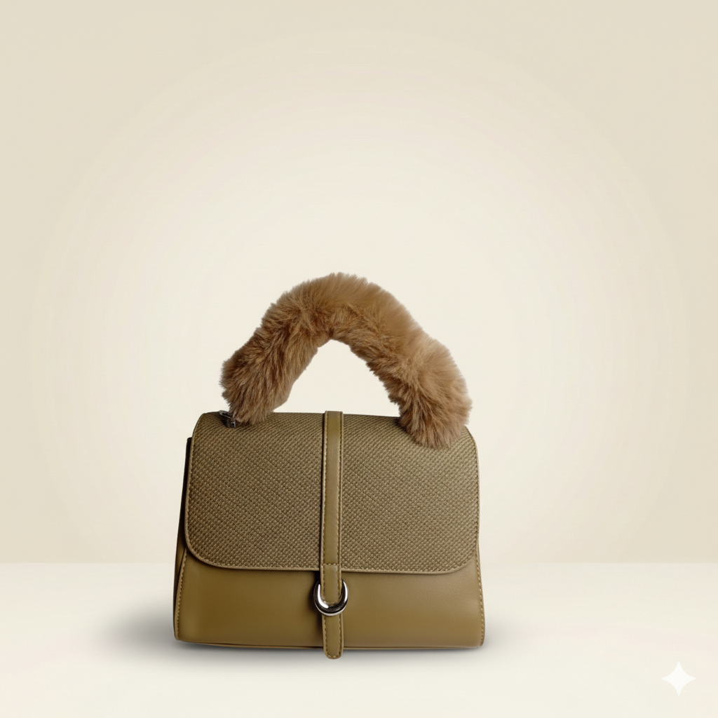 Modern Handbag Statement Fur-Handle Bag CR-137