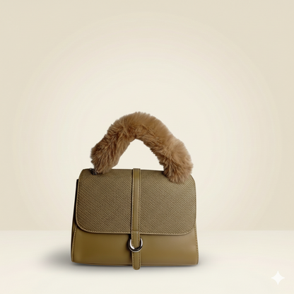 Modern Handbag Statement Fur-Handle Bag CR-137