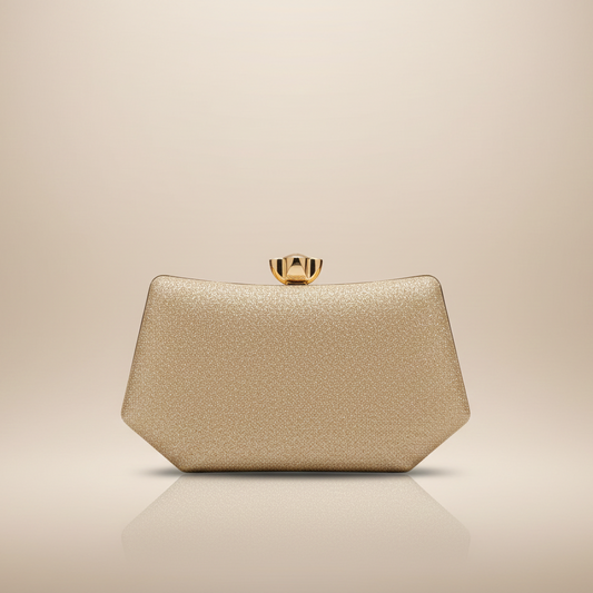 Elegant Shimmer Box Clutch with Gold Clasp (CR-040)