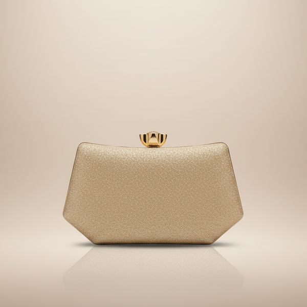 Elegant Shimmer Box Clutch with Gold Clasp (CR-040)