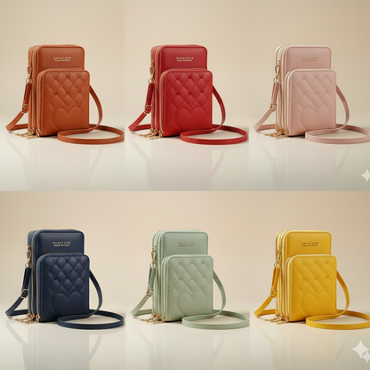 Quilted Zip Crossbody Wallet Bag (CR-072)
