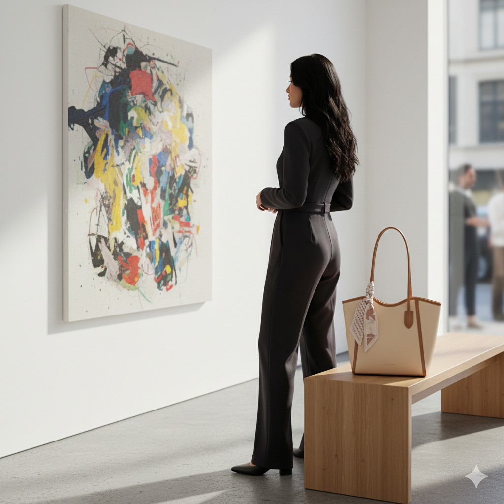 Luxury Tote Handbag with Silk Scarf (CR-078)