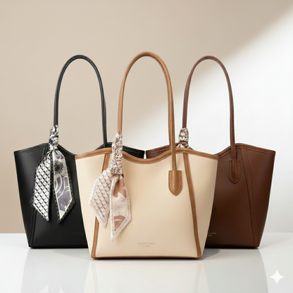 Luxury Tote Handbag with Silk Scarf (CR-078)