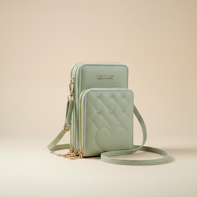 Quilted Zip Crossbody Wallet Bag (CR-072)