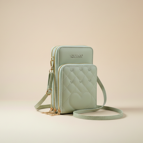 Quilted Zip Crossbody Wallet Bag (CR-072)