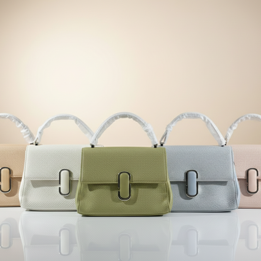 Top-Handle Bag with Statement Lock (CR-046)