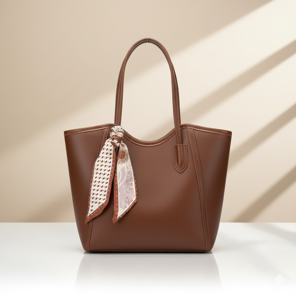 Luxury Tote Handbag with Silk Scarf (CR-078)