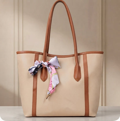 Luxury Tote Handbag with Silk Scarf CR-078