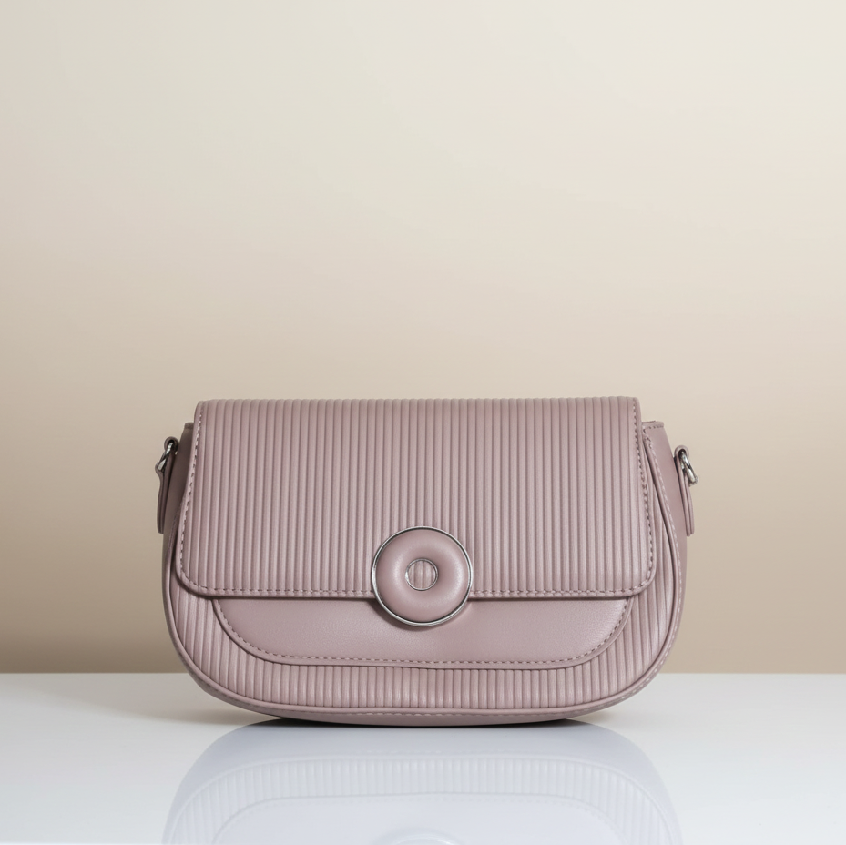 Classic Ribbed Leather Shoulder Bag  (CR-044)