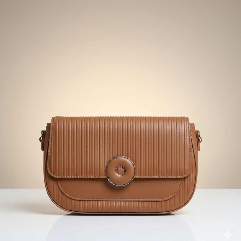 Classic Ribbed Leather Shoulder Bag (CR-044)