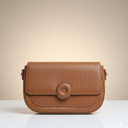 Classic Ribbed Leather Shoulder Bag (CR-044)