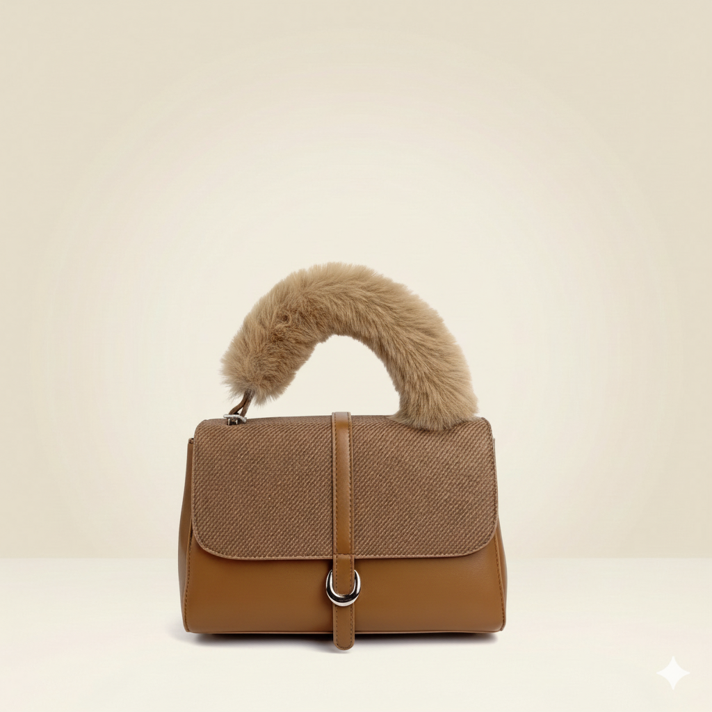 Modern Handbag Statement Fur-Handle Bag CR-137