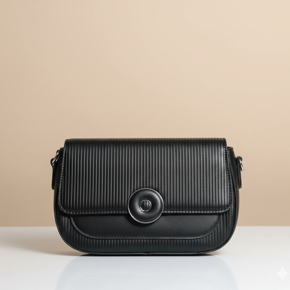 Classic Ribbed Leather Shoulder Bag (CR-044)