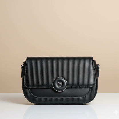 Classic Ribbed Leather Shoulder Bag (CR-044)