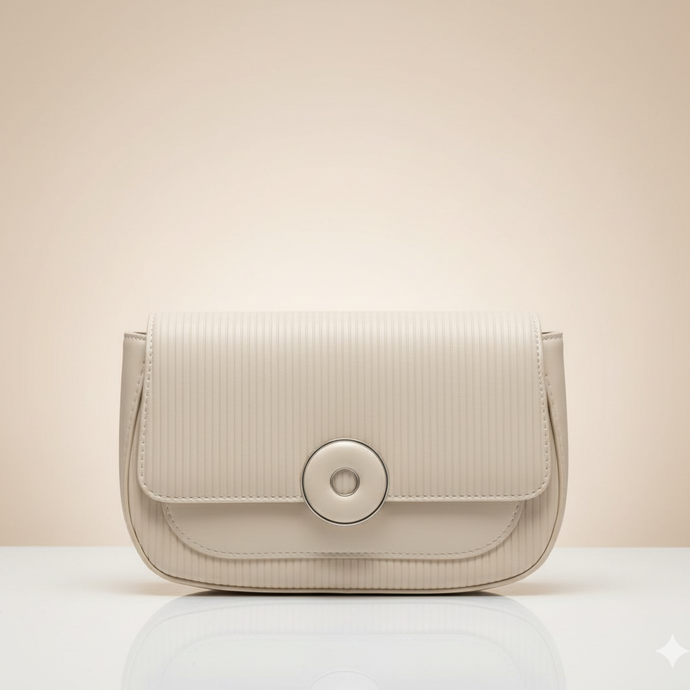 Classic Ribbed Leather Shoulder Bag (CR-044)
