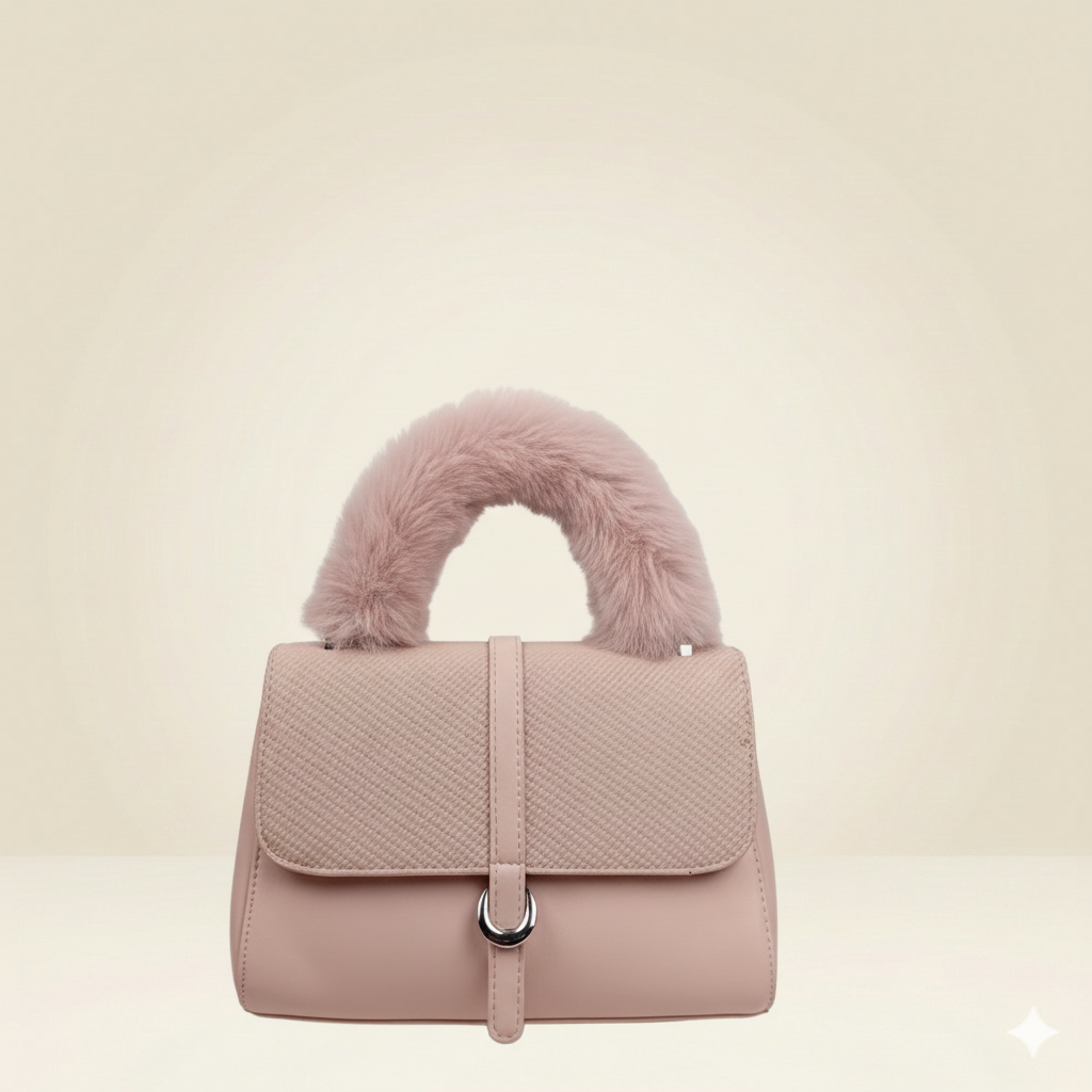 Modern Handbag Statement Fur-Handle Bag CR-137