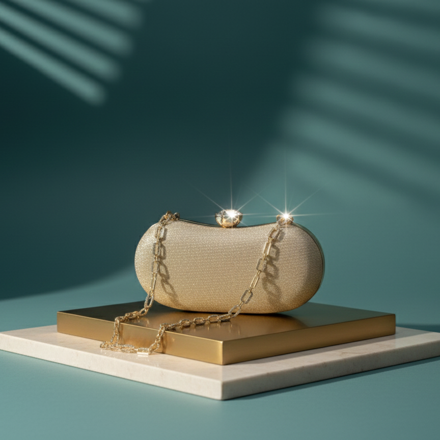 Luxury Glitter Oval Clutch (CR-037)