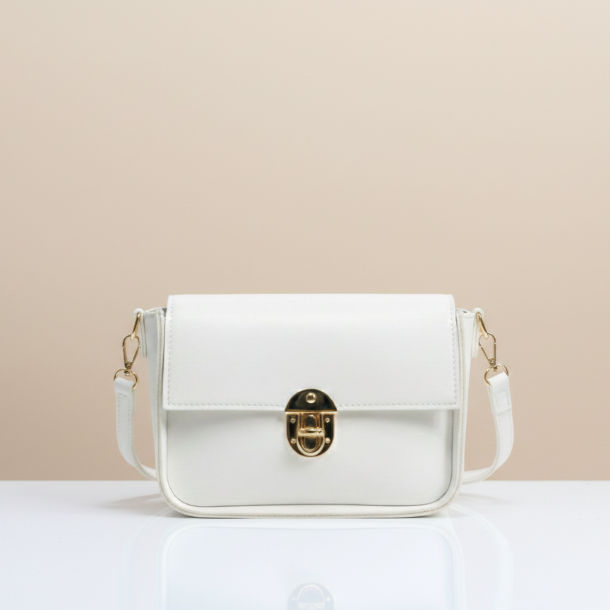 Elegant White Luxe Crossbody Bag (CR-075)