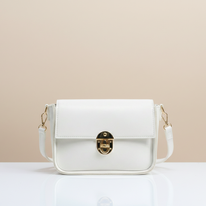 Elegant White Luxe Crossbody Bag (CR-075)