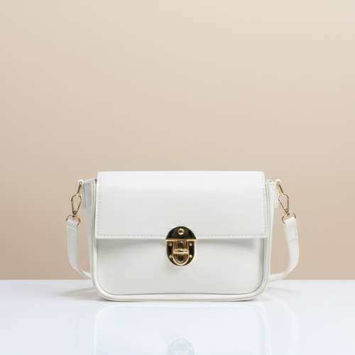 Elegant White Luxe Crossbody Bag (CR-075)