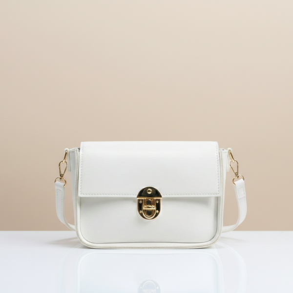 Elegant White Luxe Crossbody Bag (CR-075)