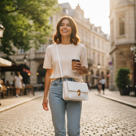 Elegant White Luxe Crossbody Bag (CR-075)