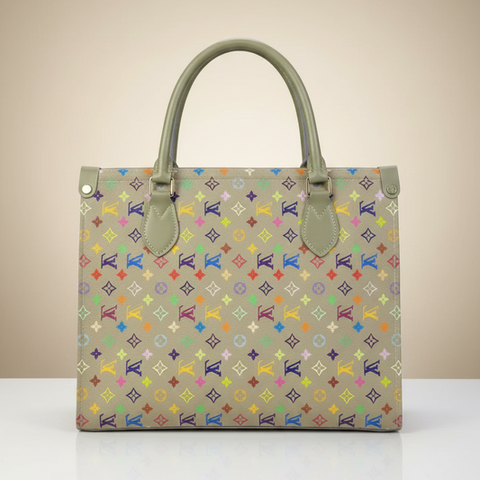Luxury-Inspired Color Pop Tote – Multicolor Monogram Chic (CR-053 LV Box)