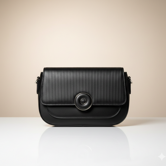 Ribbed Crossbody Bag with Circular Lock (CR-044)